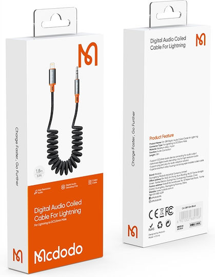 Mcdodo Braided 3.5mm to Lightning Cable Μαύρο 1.8m (CA-0890)