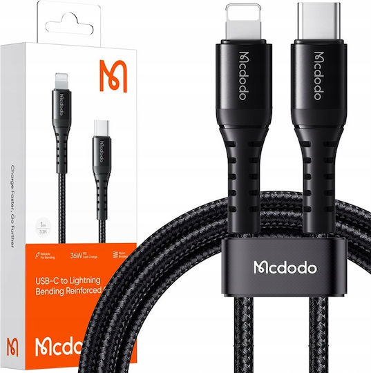 Mcdodo Редовна USB-C към Lightning кабел 36W Черен 1м (CA-5631)