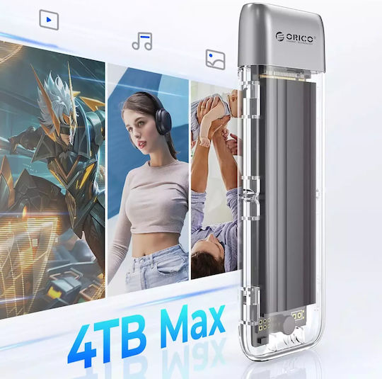 Orico Θήκη για Σκληρό Δίσκο M.2 SATA III NVME με σύνδεση USB 3.2 Type-C σε Διάφανο χρώμα