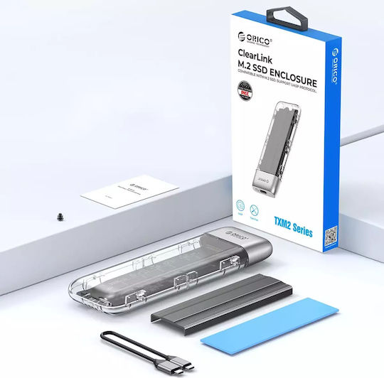 Orico Θήκη για Σκληρό Δίσκο M.2 SATA III NVME με σύνδεση USB 3.2 Type-C σε Διάφανο χρώμα