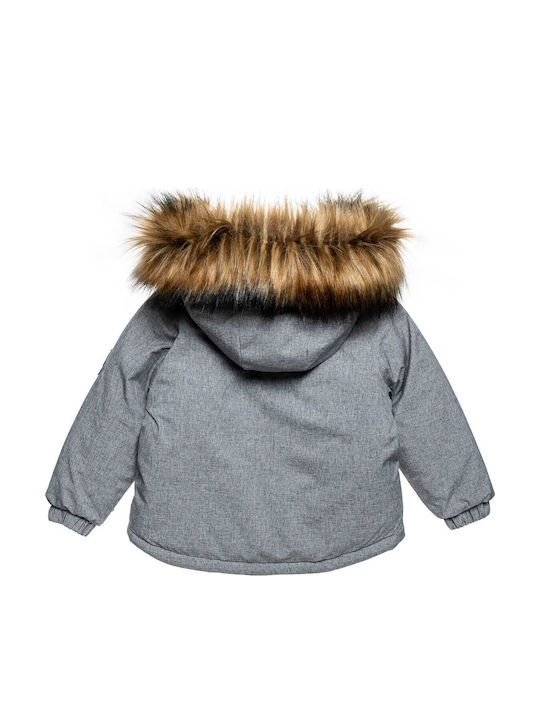 Kids' Casual Jacket Long with Lining & Hood Gray