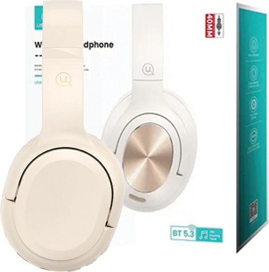 Usams YG23 Kabellose Bluetooth Am Ohr Kopfhörer mit 40 Stunden Wiedergabezeit Beige