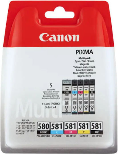Canon CLI-581 Original Pack of 4 InkJet Printer Inks Yellow / Cyan / Magenta / Black (2103C007)