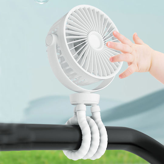 Techsuit Baby Kinderwagen Ventilator Vp1 Tragbarer 360° Flexibler Stativ Clip 4000mah Weiß