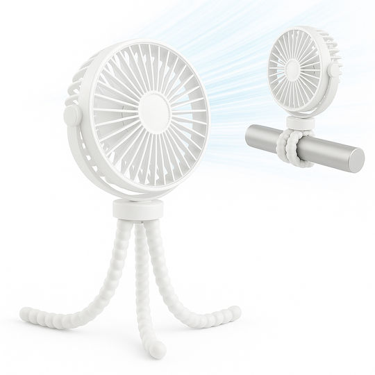 Techsuit Baby Kinderwagen Ventilator Vp1 Tragbarer 360° Flexibler Stativ Clip 4000mah Weiß