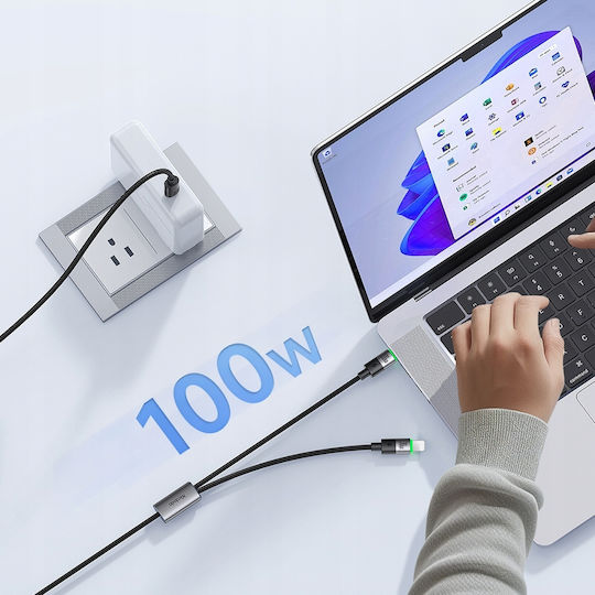 Mcdodo Καλώδιο Γρήγορης Φόρτισης Usb-c 2in1 Iphone 14 Macbook Led 100w 2m