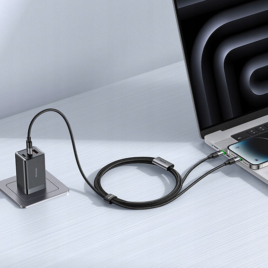 Mcdodo Καλώδιο Γρήγορης Φόρτισης Usb-c 2in1 Iphone 14 Macbook Led 100w 2m