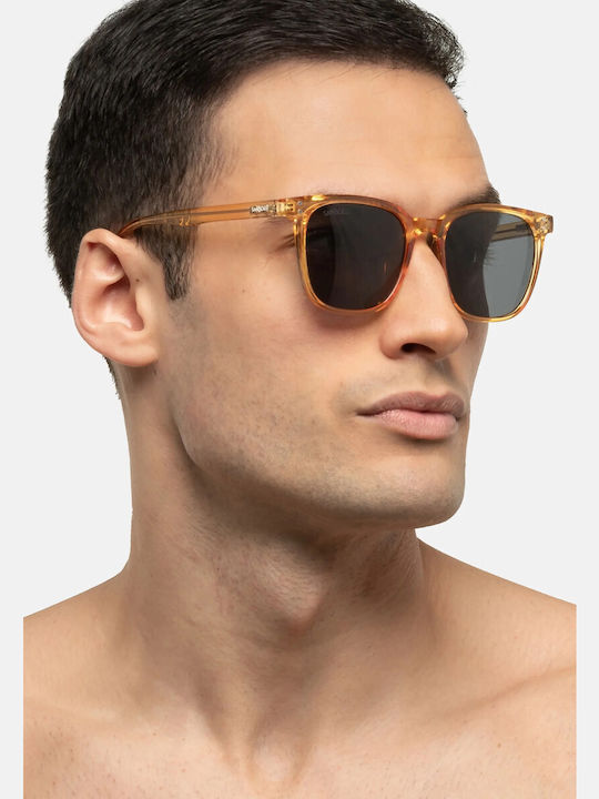 Smooder Unisex Sonnenbrille mit Gelb Kunststoff Gestell und Gray Linse KKS06