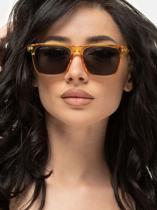 Smooder Unisex Sonnenbrille mit Gelb Kunststoff Gestell und Gray Linse AMS06