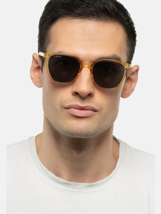 Smooder Unisex Sonnenbrille mit Transparent Kunststoff Gestell und Schwarz Linse YAS04