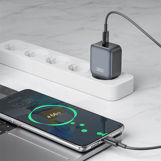 XO Ladegerät ohne Kabel GaN mit USB-C Anschluss 30W Stromlieferung Schwarzs (L155)