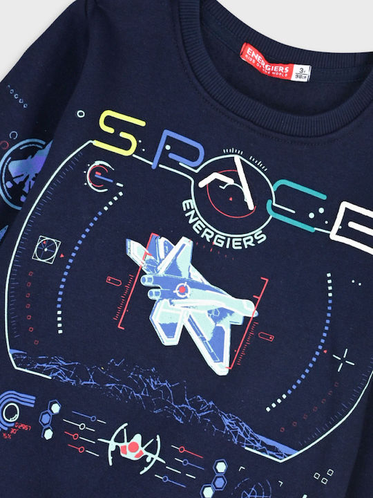 Kids Sweatpants Set Blue 2pcs Space