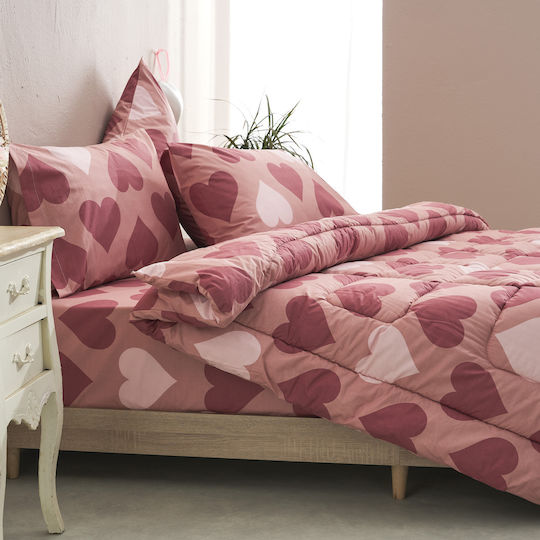 Charalambidis Textiles Μονό Σεντόνι Μονό 160x260εκ. Κόκκινο