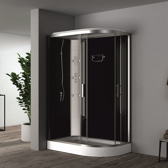 Inter Ceramic Καμπίνα Ντουζιέρας Ημικυκλική με Συρόμενη Πόρτα και Υδρομασάζ 90x90x215cm White Inter Ceramic Καμπίνα Ντουζιέρας Ημικυκλική με Συρόμενη Πόρτα και Υδρομασάζ 90x90x215cm White