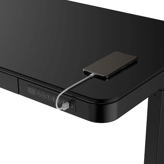 Desk Wooden Black with Metal Legs & USB ports 140x70x50cm