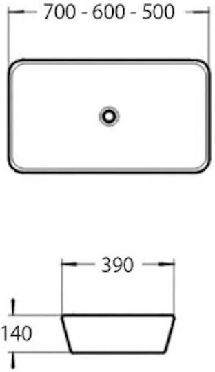Tema Vessel Porcelain Bathroom Sink 50x39x14cm White
