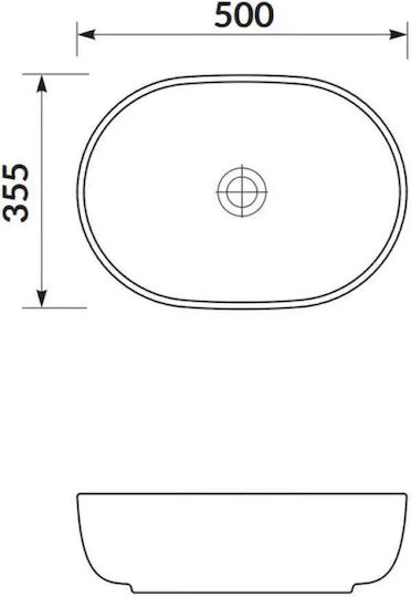 Cersanit Aufgesetztes Waschbecken Keramik 50x35.5cm Weiß