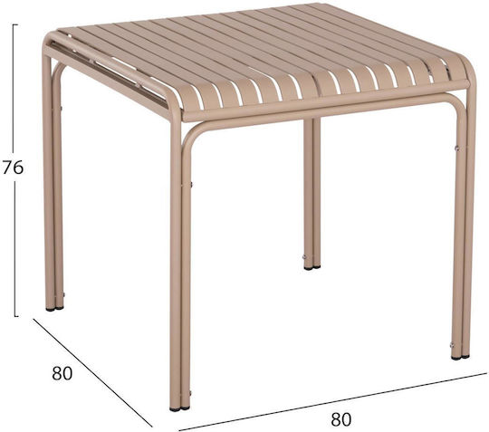 Rachel Sitting Room Outdoor Free Standing Aluminum Table Champagne 79x79x75cm