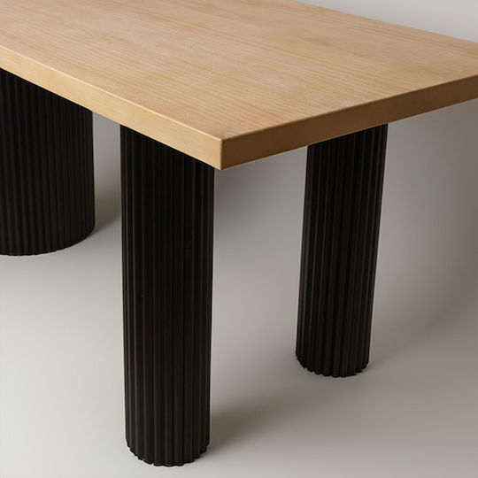 Table Dining Room Wooden Natural-black 180x80x76.5cm