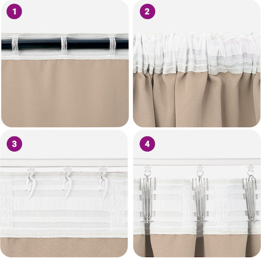 vidaXL Set of Window Curtains with Tunnel Brown 140x260cm