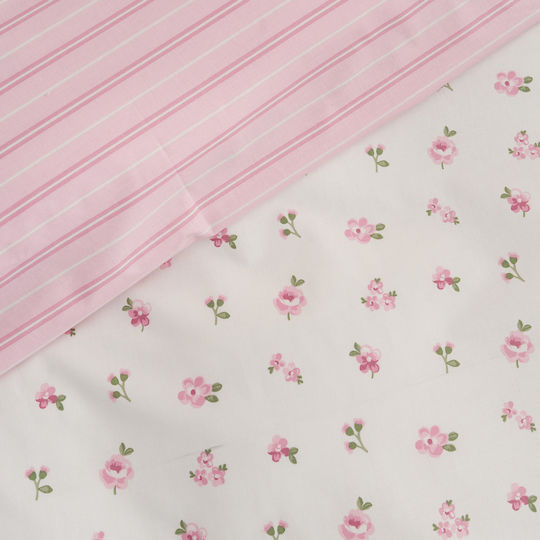 Charalambidis Textiles Άνοιξη Σεντόνι King Size με Λάστιχο 180x200+30εκ. Ροζ