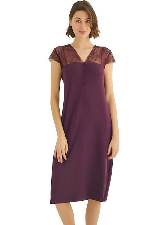 Monamise Summer Women's Nightdress Burgundy