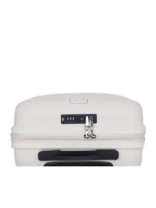 Dielle Cabin Travel Suitcase Hard White with 4 Wheels Height 55cm