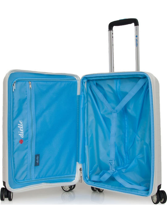 Dielle Cabin Travel Suitcase Hard White with 4 Wheels Height 55cm