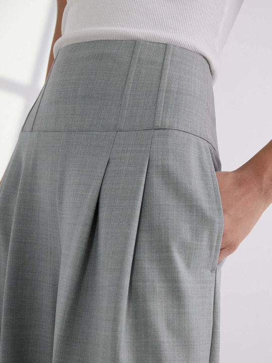 Damen Stoff Hose in Weiter Linie Gray