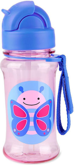 Skip Hop Kids Water Bottle Butterfly Plastic with Straw Purple 355ml