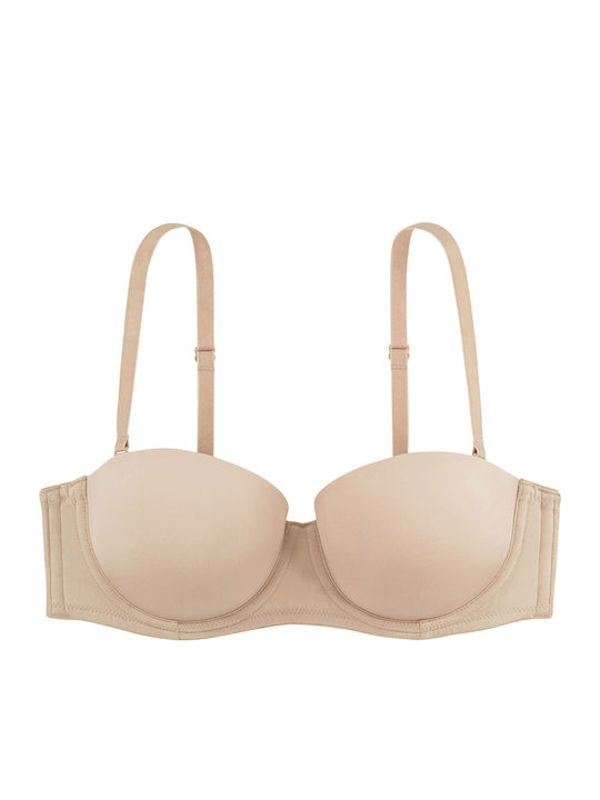 Beige Без презрамки Сутиен с лека подложка & с Банели