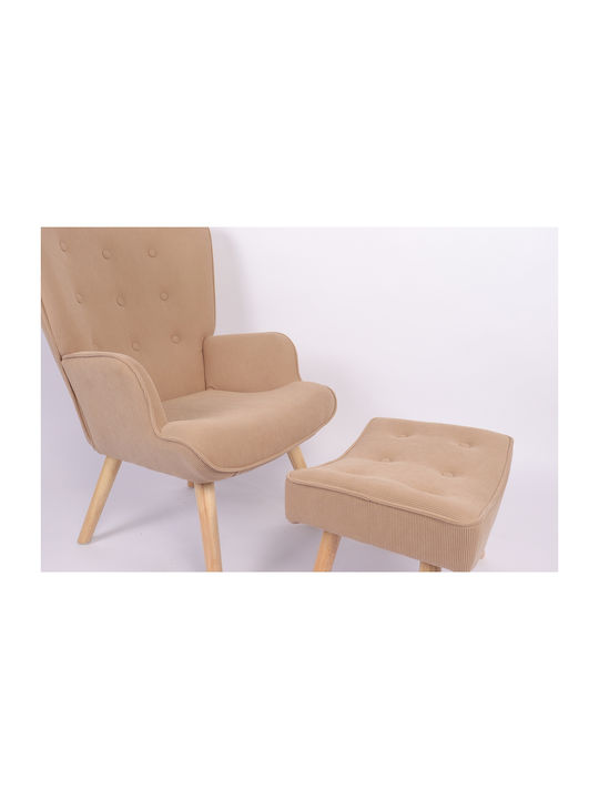 Anidori Ohrensessel mit Fußhocker Open Café 73x69x96cm