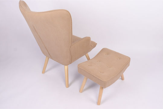 Anidori Ohrensessel mit Fußhocker Open Café 73x69x96cm