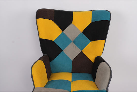 Briar Μπερζέρα Κίτρινο/μπλε Patchwork 73x69x96cm