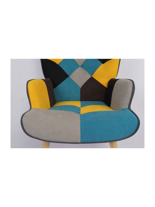 Briar Μπερζέρα Κίτρινο/μπλε Patchwork 73x69x96cm