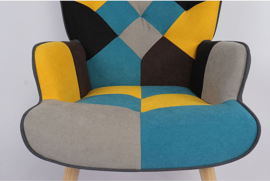 Briar Μπερζέρα Κίτρινο/μπλε Patchwork 73x69x96cm
