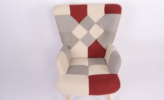 Briar Ohrensessel Bordeaux/Grey Patchwork 73x69x96cm