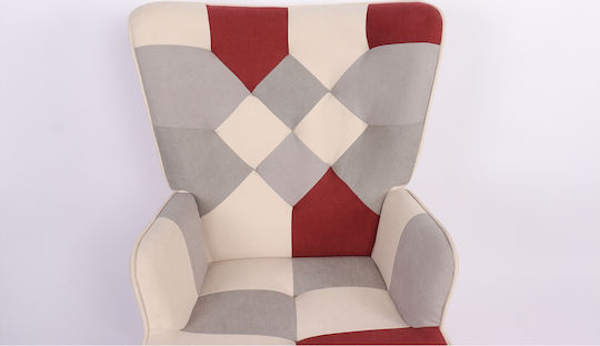 Briar Ohrensessel Bordeaux/Grey Patchwork 73x69x96cm