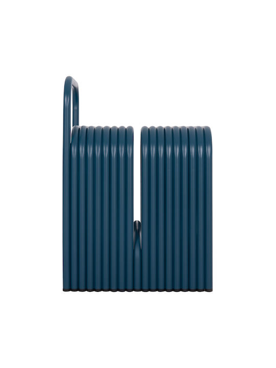 Stool For Living Room with Backrest Metallic Intrepid Blue 40x38x55cm