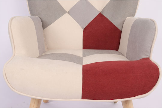 Briar Ohrensessel Bordeaux/Grey Patchwork 73x69x96cm