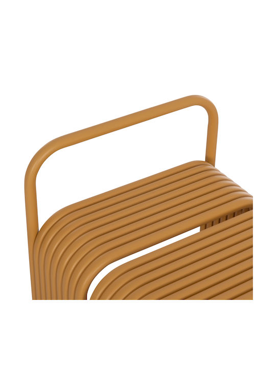 Stool For Living Room with Backrest Metallic Intrepid Mustard 40x38x55cm