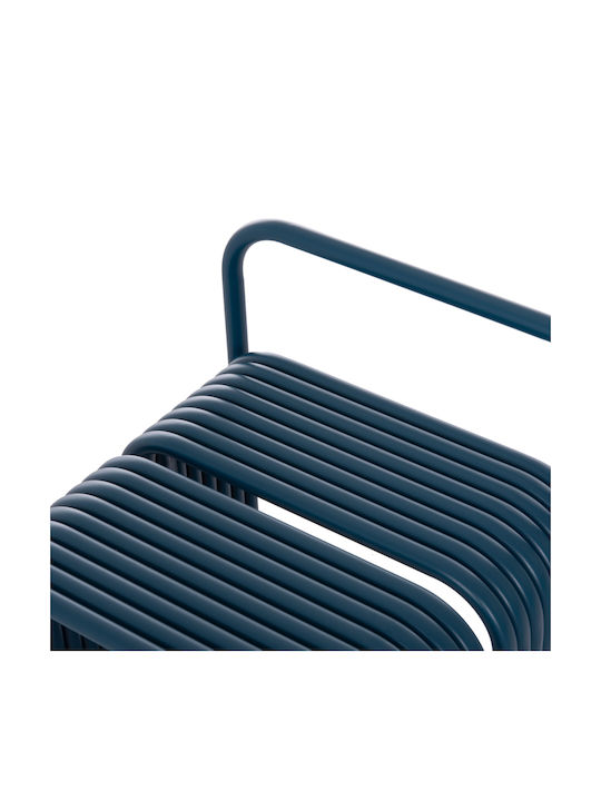Stool For Living Room with Backrest Metallic Intrepid Blue 40x38x55cm