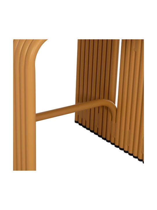 Stool For Living Room with Backrest Metallic Intrepid Mustard 40x38x55cm