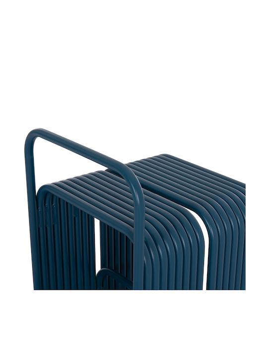 Stool For Living Room with Backrest Metallic Intrepid Blue 40x38x55cm