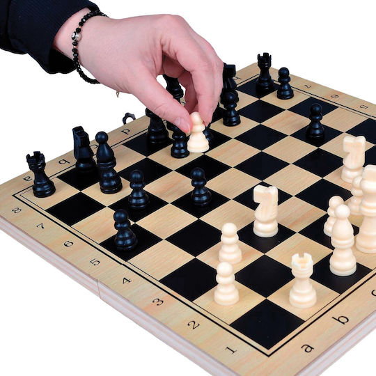 Wooden Checkers & Dice Set for Backgammon Brown / Black