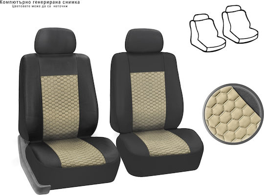 1+1 Upholstery Front Seats Van Beige Color Leather Center