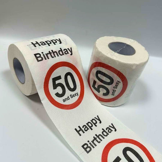 Lustiges Toilettenpapier 50. Geburtstag 2-lagige Lustige Nachricht "happy Birthday 50 Sexy" 10 cm Höhe 10 cm Breite
