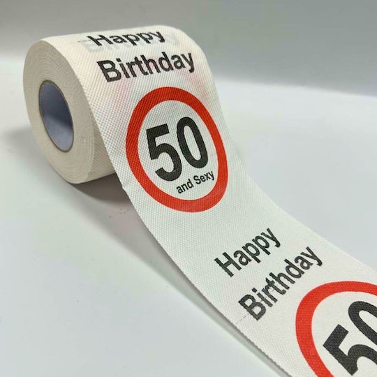 Lustiges Toilettenpapier 50. Geburtstag 2-lagige Lustige Nachricht "happy Birthday 50 Sexy" 10 cm Höhe 10 cm Breite