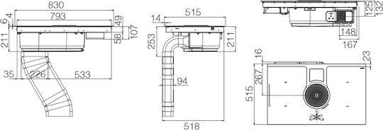 Elica Nikolatesla Evo BL/A/83 Plită cu Inducție Autonom cu Hota 83x51.5εκ.