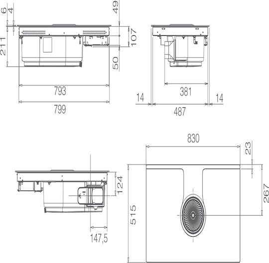 Elica Nikolatesla Evo BL/A/83 Plită cu Inducție Autonom cu Hota 83x51.5εκ.